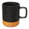 Kubek ceramiczny Modern 430 ml z drewnianą podstawką – czarny