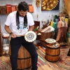 Bęben Szamański z drewna i skóry Mandala z Pałeczką 20 cm