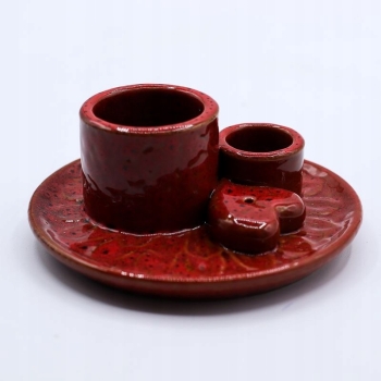 Ceramiczna podstawka na Palo Santo i kadzidła Mandala – czerwona z połyskiem