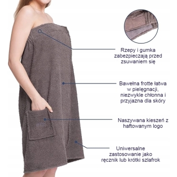 Ręcznik do sauny SPA damski pareo szary