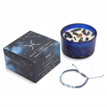 Świeca zapachowa z bransoletką z kamieni ZODIAK - RYBY