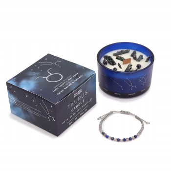 Świeca zapachowa z bransoletką z kamieni ZODIAK - BYK