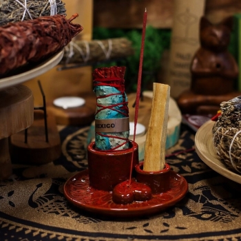 Ceramiczna podstawka na Palo Santo i kadzidła Mandala – czerwona z połyskiem
