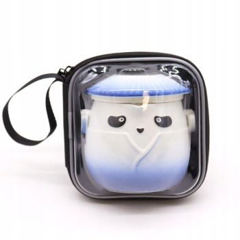 Niebieski Zestaw do Herbaty Panda 3 Kubeczki w etui