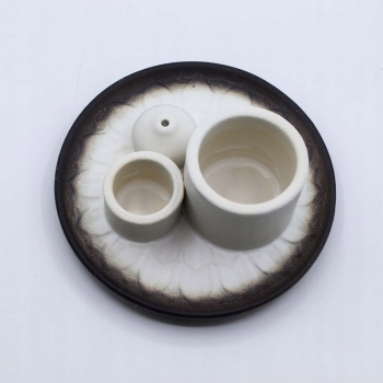 Ceramiczna podstawka na Palo Santo i kadzidła Mandala – biało-czarna