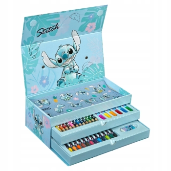 Zestaw plastyczny Stitch – 44 elementy w pudełku z szufladkami